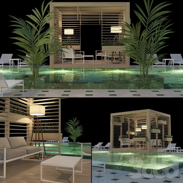 Wooden Gazebo And Swimming pool # 4